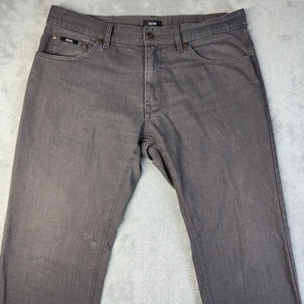 Hugo Boss Jeans Mens 36x34 Gray Vintage Wash Casual Everyday Straight Pants